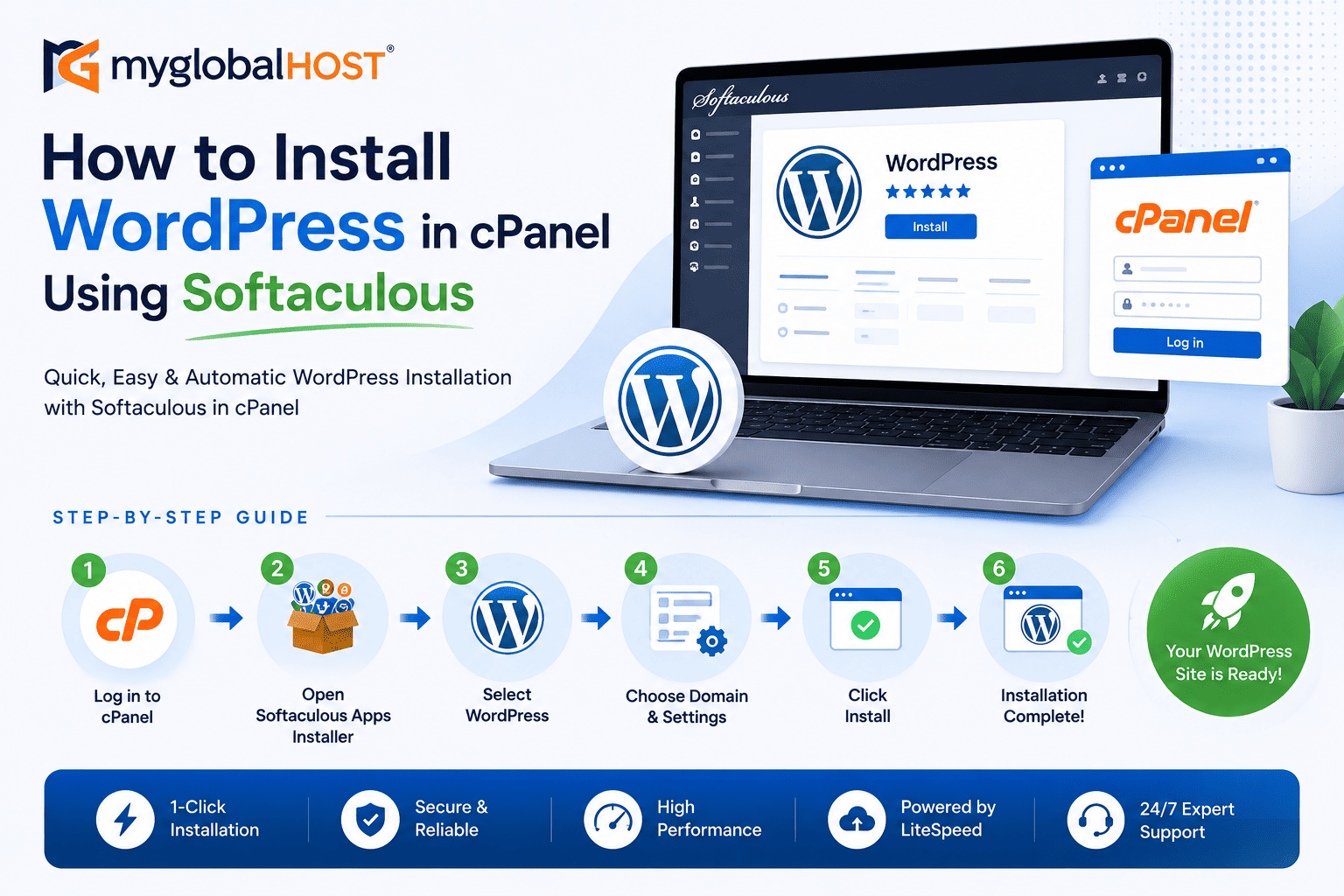 How to Install WordPress In cPanel Using Softaculous 1 How to Install WordPress in cPanel Using Softaculous | myglobalHOST