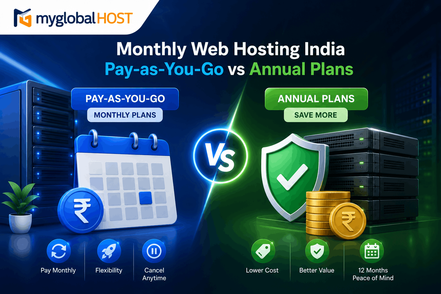Monthly Web Hosting India: Pay-as-You-Go vs Annual Plans 1 Monthly Web Hosting India | myglobalHOST