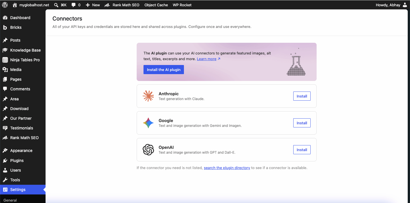 What Are WordPress Connectors? Complete Guide 2026 2 WordPress Connectors First Look | myglobalHOST
